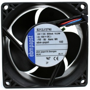 Ebmpapst 8212J/37NI 12V 850MA 10.2W 2wires Cooling Fan